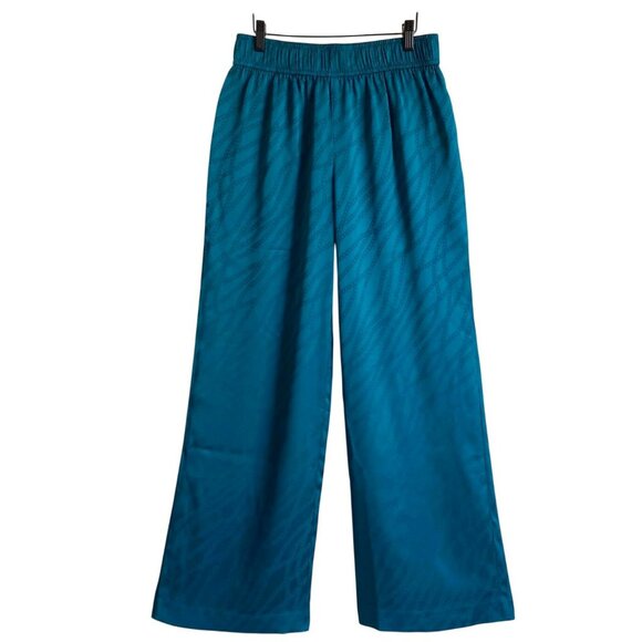 NWT Michael Michael Kors Womens Teal Wide-Leg Silky Pants Size M - Picture 1 of 8